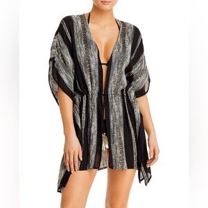Surf Gypsy, black & silver striped kimono / sequin & beading details